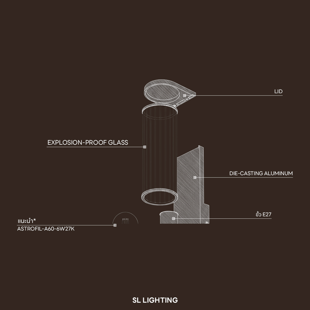 ไฟผนังภายนอก SL LIGHTING SLEEV E27 สีดำ